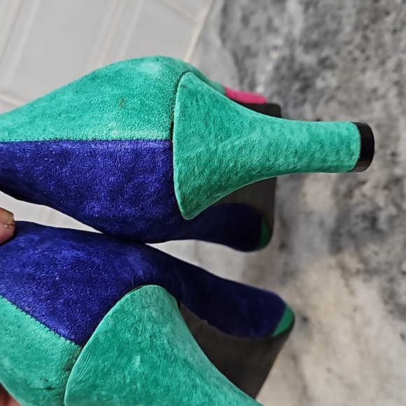 Vintage 80s multi color Retro Multicolor Heels Size 7.5 - Picture 9 of 16